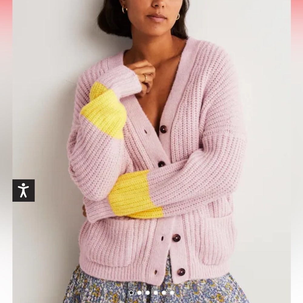 Brand new Boden sweater. Pink with yellow accent sleeves. Size 8